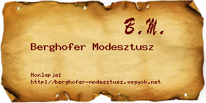 Berghofer Modesztusz névjegykártya